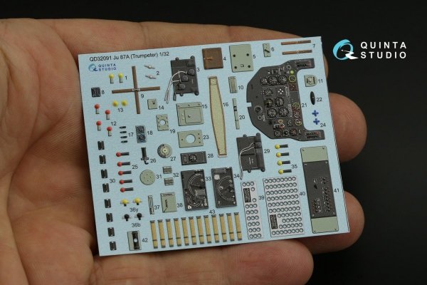 Quinta Studio QD32091 Ju 87A 3D-Printed &amp; coloured Interior on decal paper (Trumpeter) 1/32
