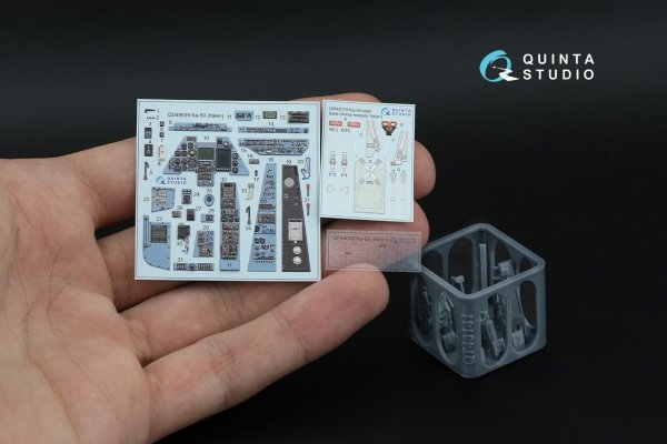 Quinta Studio QD+48639 Ka-50 (blue-grey panels) 3D-Printed &amp; coloured Interior on decal paper (Italeri) (with 3D-printed resin parts) 1/48