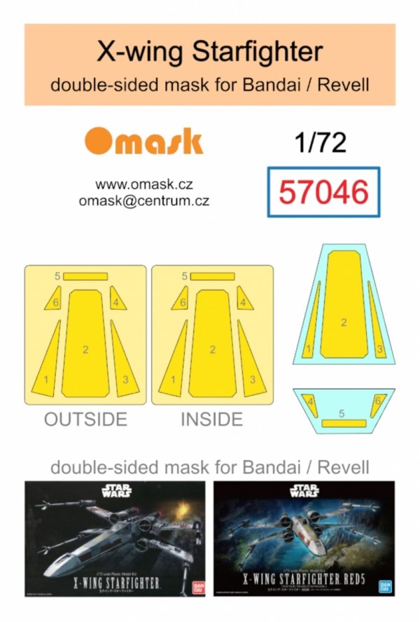 Omask 57046 X-wing Starfighter double-sided mask (for Bandai/Revell) 1/72