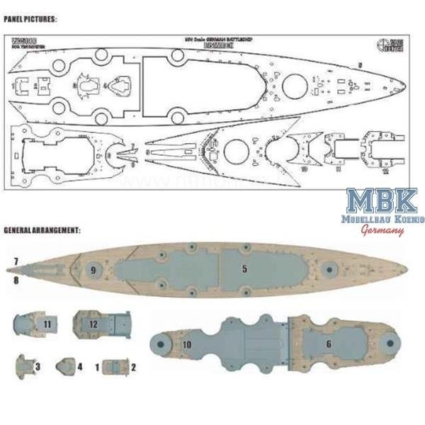 Wood Hunter W35088 Battleship Bismarck (Trumpeter 05358) 1/350