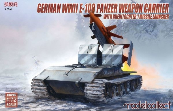 Modelcollect UA72106 German WWII E-100 panzer weapon carrier with Rheintochter 1 missile launcher 1/72