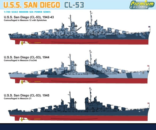 Dragon 7052 USS San Diego CL-53 1/700