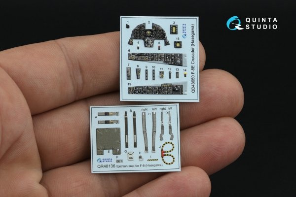 Quinta Studio QD48650 F-8E Crusader 3D-Printed &amp; coloured Interior on decal paper (Hasegawa/Hobby 2000) 1/48