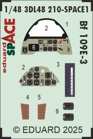 Eduard 3DL48210 Bf 109E-3 SPACE Hobby Boss 1/48