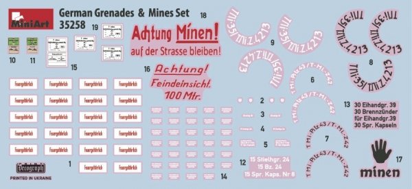 MiniArt 35258 GERMAN GRENADES &amp; MINES SET 1/35