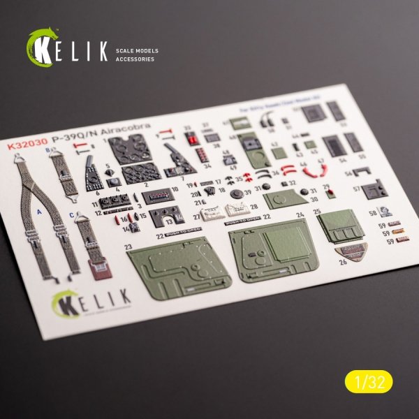 KELIK K32030 P-39Q/N - interior 3D decals for Kitty Hawk/Zimi models kit 1/32