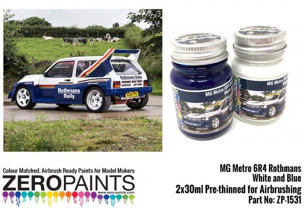 Zero Paints ZP-1531 MG Metro 6R4 Rothmans - White and Blue Paint Set 2x30ml
