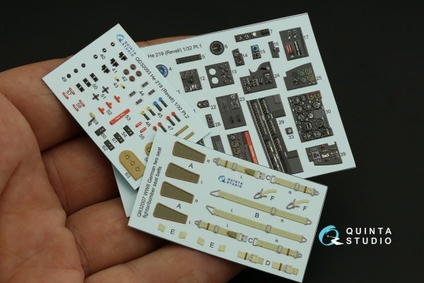 Quinta Studio QD32093 He 219 3D-Printed &amp; coloured Interior on decal paper ( Revell ) 1/32