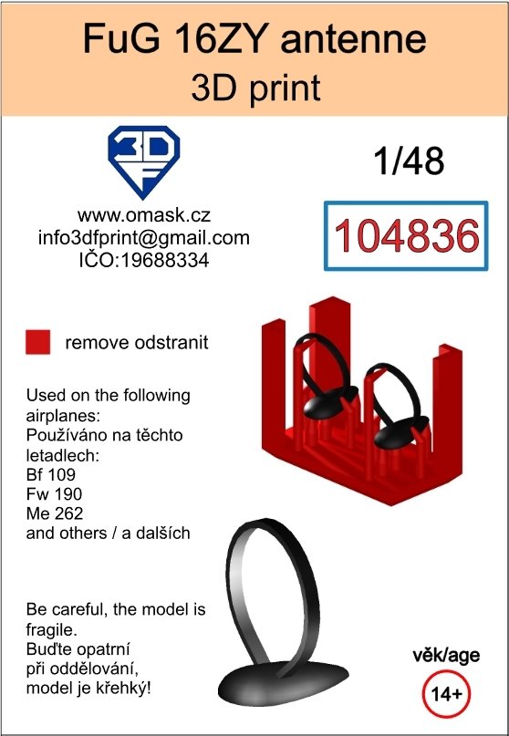Omask 104836 FuG ZY antenne 3D print 1/48
