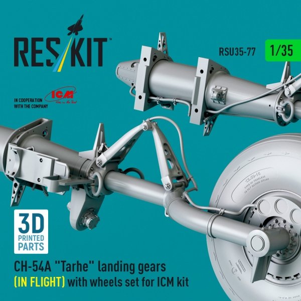 RESKIT RSU35-0077 CH-54A "Tarhe" landing gear (IN FLIGHT) with wheels set for ICM kit (3D Printed) (1/35)