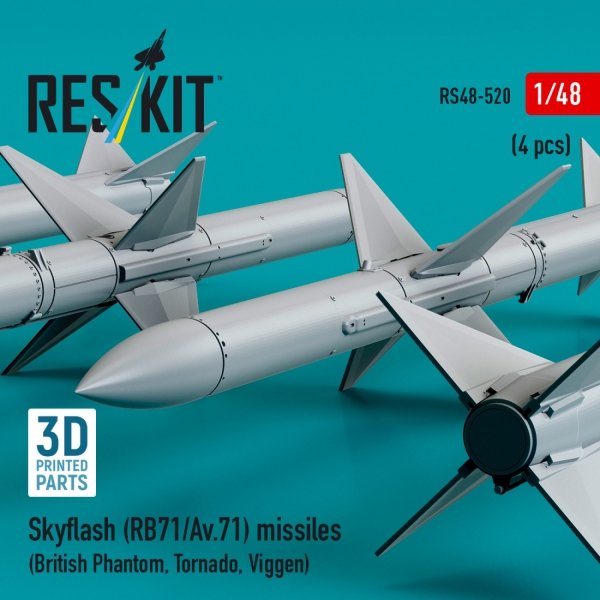 RESKIT RS48-0520 Skyflash (RB71/Av.71) missiles (4 pcs) (3D Printed) 1/48