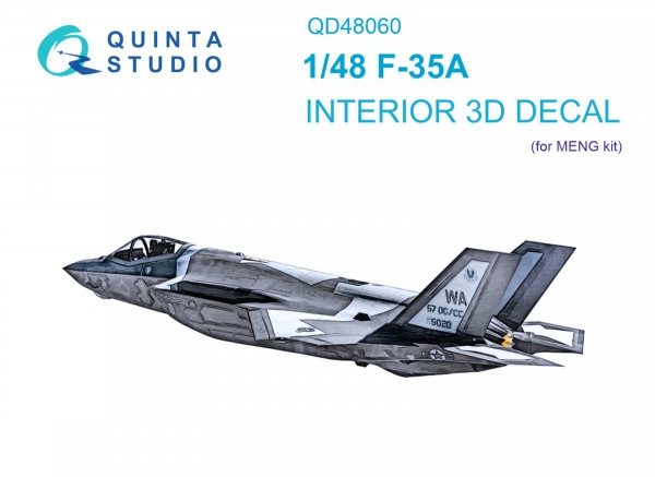 Quinta Studio QD48060 F-35A 3D-Printed &amp; coloured Interior on decal paper (Meng) 1/48