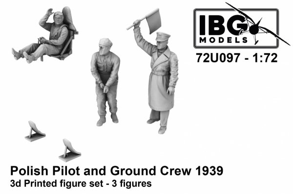 IBG 72U097 Polish pilot and ground crew 1939 - 3d printed figure set  (3 figures) 1/72