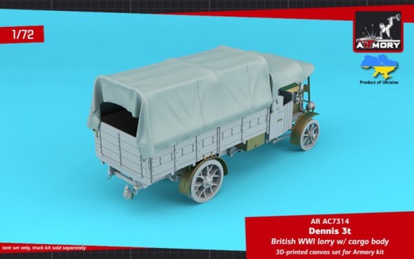 Armory Models AC7314 Dennis 3t British WWI Lorry - canvas tents 1/72
