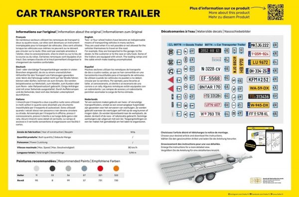 Heller 80774 Car Transport Trailer 1/24