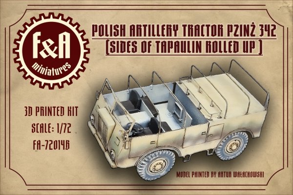 F&amp;A Miniatures FA-72014B Pzinż 342 ciągnik plandeka podwinięte boczne klapy 1/72