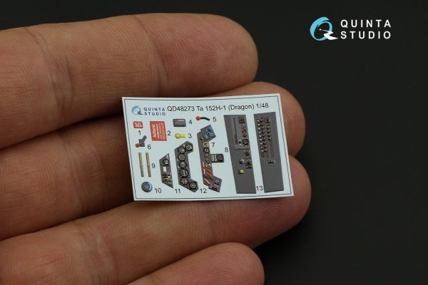 Quinta Studio QD48273 Ta 152H 3D-Printed &amp; coloured Interior on decal paper (Dragon) 1/48