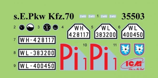 ICM 35503 s.E.Pkw Kfz.70 with Zwillingssockel 36 WWII German military vehicle 1/35