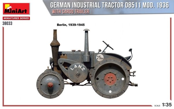 MiniArt 38033 GERMAN INDUSTRIAL TRACTOR D8511 MOD. 1936 WITH CARGO TRAILER 1/35