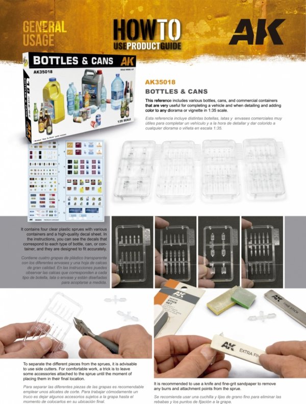 AK Interactive AK35018 BOTTLES &amp; CANS 1/35