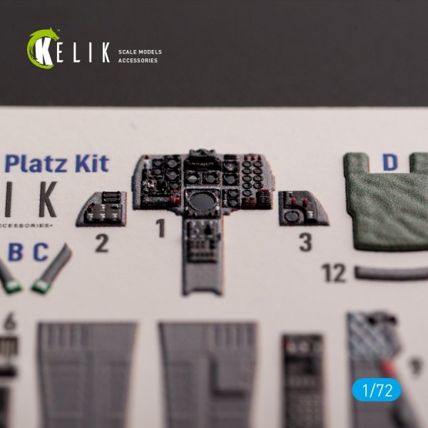 KELIK K72191 F-1 Support Fighter - interior 3D decals for Platz kit 1/72