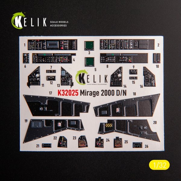 Kelik K32025 Mirage 2000D/N - interior 3D decals for Kitty Hawk/Zimi models kit 1/32