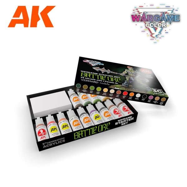 AK Interactive AK11768 BATTLE ORC – WARGAME STARTER SET – 14 COLORS &amp; 1 FIGURE