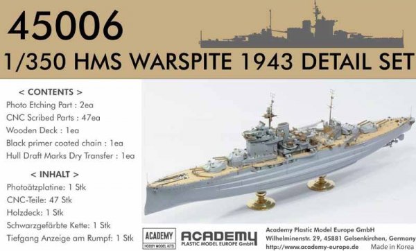 Academy 45006 Detail Set Warspite 1/350