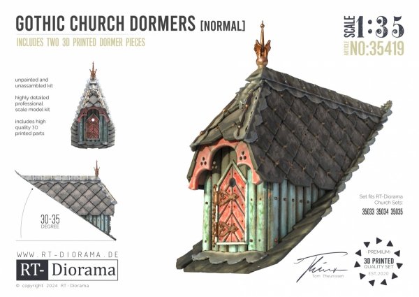 RT-Diorama 35419 Gothic Church Dormers Normal [~30-35°] 1/35