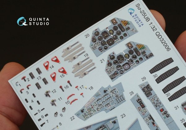 Quinta Studio QD32006 Su-25UB 3D-Printed &amp; coloured Interior on decal paper (for Trumpeter kit) 1/32
