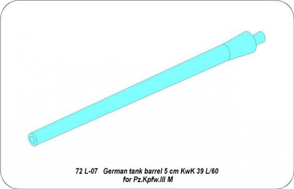 Aber 72L-07 Lufa 5 cm KwK 39 L/60 do czołgu Panzer III M / German tank barrel 5cm KwK 39 L/60 for Pz.Kpfw. III M 1/72