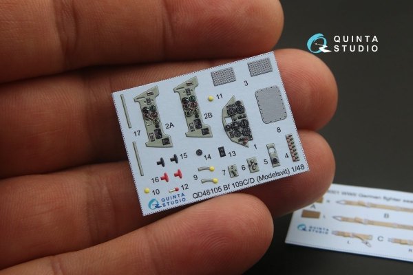 Quinta Studio QD48105 Bf 109C/D 3D-Printed &amp; coloured Interior on decal paper (for Modelsvit kit) 1/48