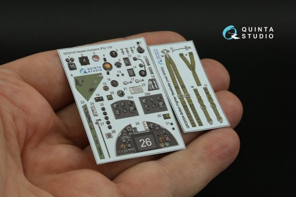 Quinta Studio QD32140 Hawker Hurricane Family 3D-Printed &amp; coloured Interior on decal paper (Fly) 1/32