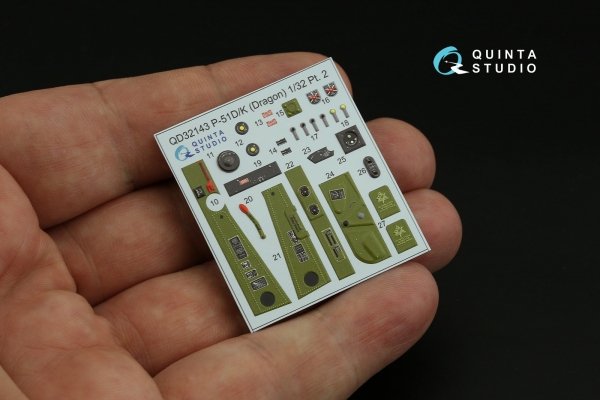 Quinta Studio QD32143 P-51D/K Mustang 3D-Printed &amp; coloured Interior on decal paper (Dragon) 1/32