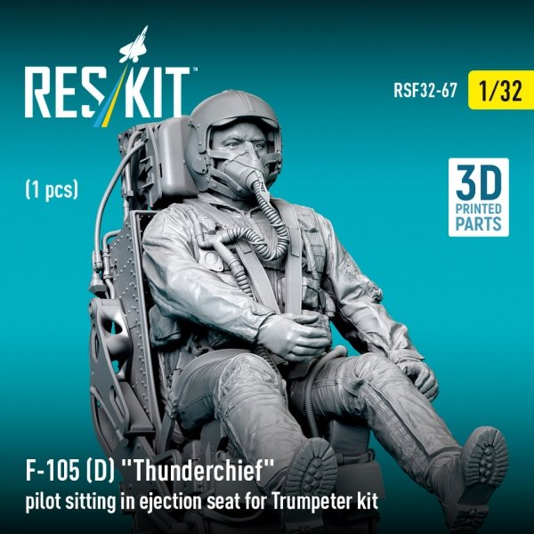 RESKIT RSF32-0067 F-105D "Thunderchief" pilot sitting in ejection seat for Trumpeter kit (1 pcs) (3D Printed) (1/32)