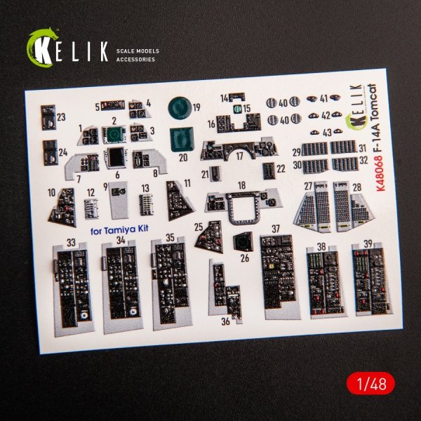 KELIK K48068 F-14A TOMCAT LATE INTERIOR 3D DECALS FOR TAMIYA KIT 1/48