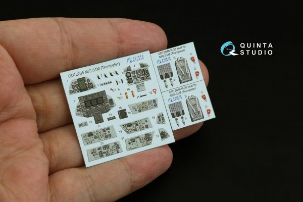 Quinta Studio QD72205 MiG-31M 3D-Printed &amp; coloured Interior on decal paper (Trumpeter) 1/72