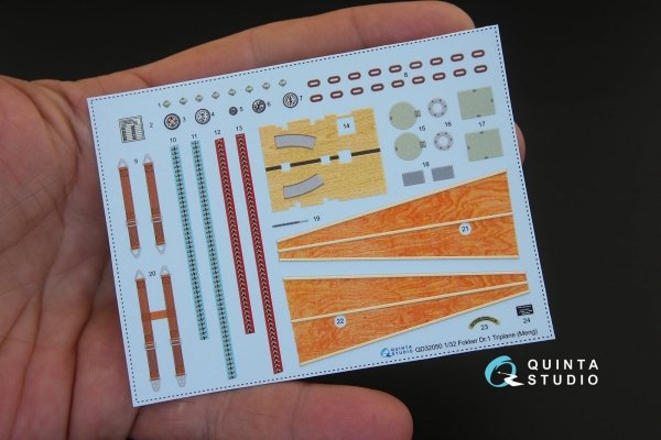Quinta Studio QD32050 Fokker Dr.1 3D-Printed &amp; coloured Interior on decal paper (for Meng kit) 1/32