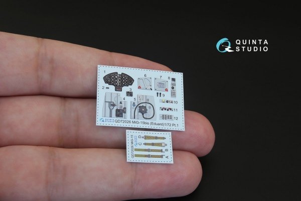 Quinta Studio QD72026 MiG-15 3D-Printed &amp; coloured Interior on decal paper (for Eduard kit) 1/72