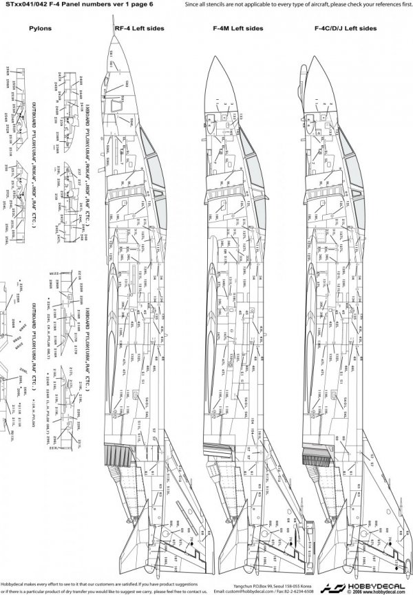 HobbyDecal ST48041V1 F-4 Panel numbers Black stencil font ver 1 1/48 