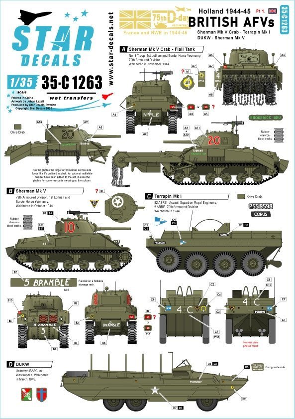 Star Decals 35-C1263 British AFVs in Holland 1944-45 # 1 1/35