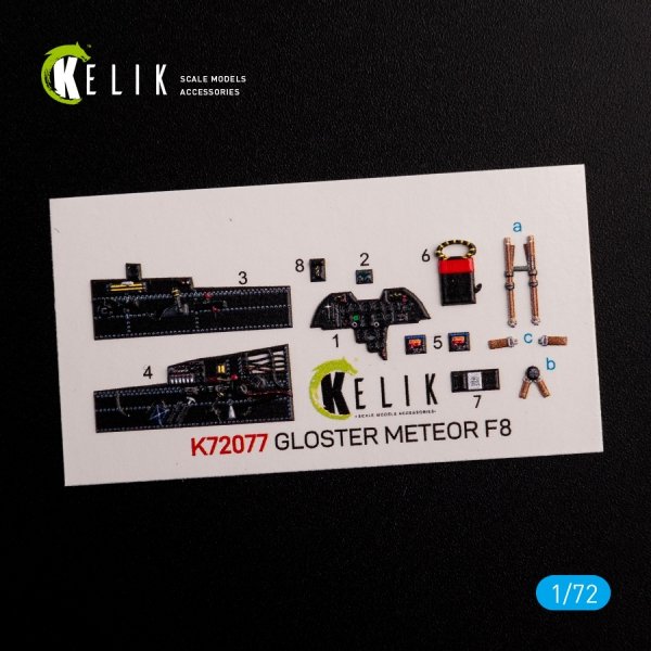 KELIK K72077 Gloster Meteor F.8 interior 3D decals for Airfix kit 1/72