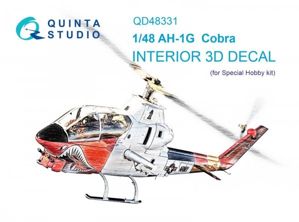 Quinta Studio QD48331 AH-1G 3D-Printed &amp; coloured Interior on decal paper (Special Hobby) 1/48