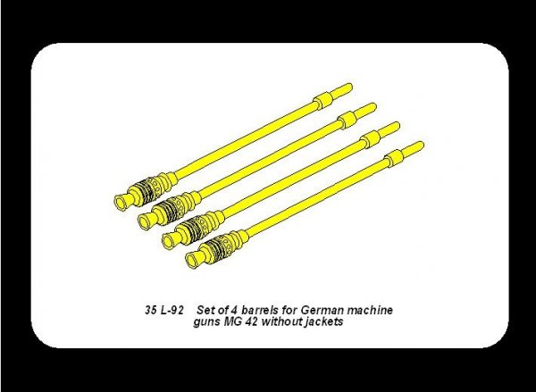 Aber 35L-092 Set of 4 barrels for german machine guns MG42 without jacket (1:35)	