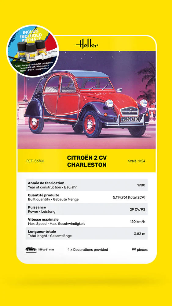 Heller 56766 STARTER KIT Citroën 2CV Charleston 1/24
