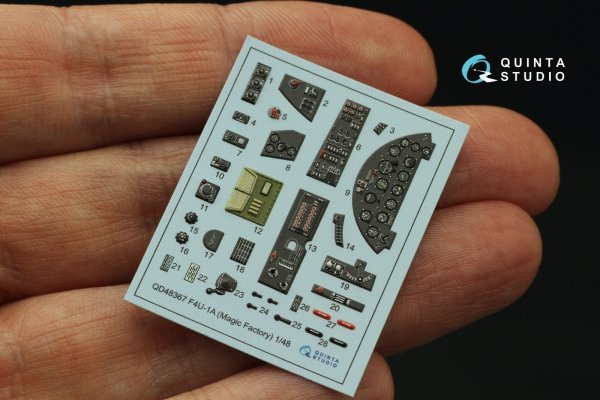 Quinta Studio QD48367 F4U-1A 3D-Printed &amp; coloured Interior on decal paper (Magic Factory) 1/48