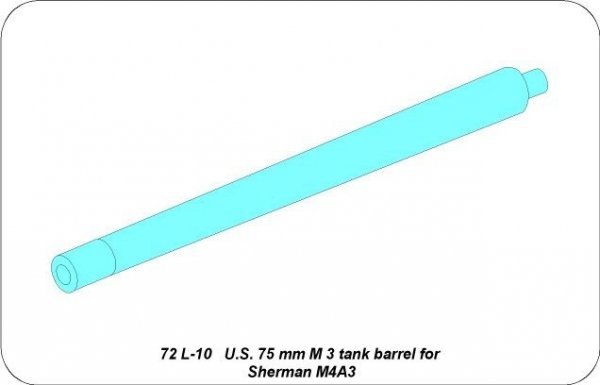 Aber 72L-10 Lufa 75mm M3 do czołgu Sherman M4A3 / US 75mm M3 tank barrel for Sherman M4A3 1/72
