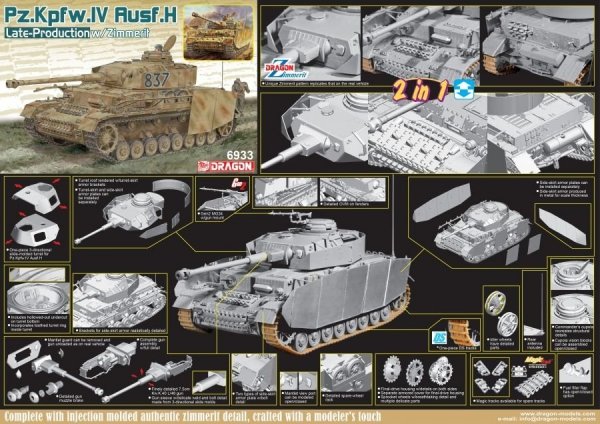 Dragon 6933 Pz.Kpfw.IV Ausf.H Late-Production w/Zimmerit 1/35