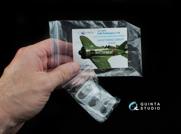 Quinta Studio QC48009 I-16 vacuformed clear canopy, 3 pcs (for all kits) 1/48