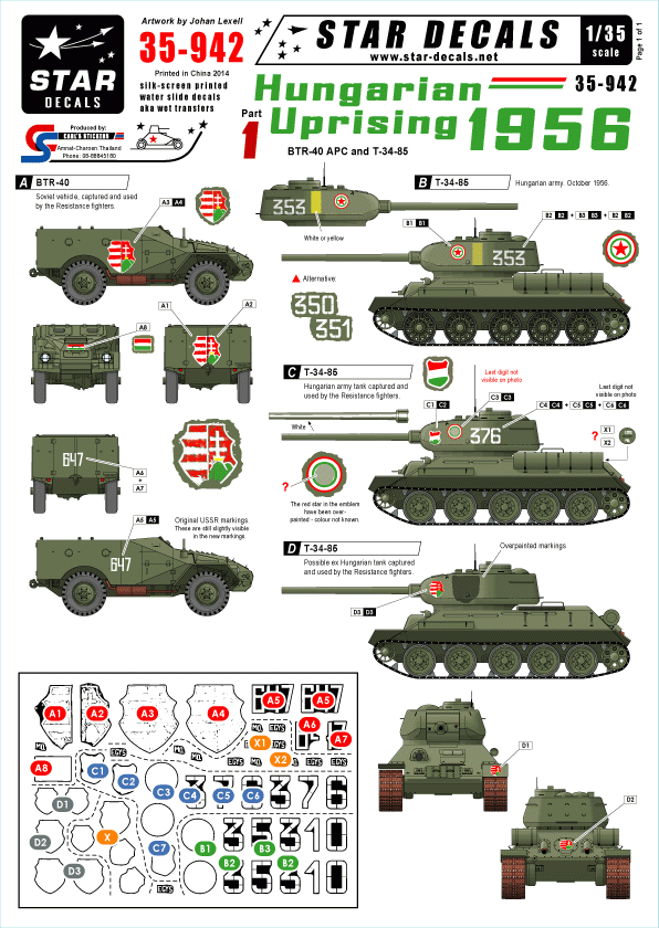 Star Decals 35-942 Hungarian Uprising 1956 1 1/35